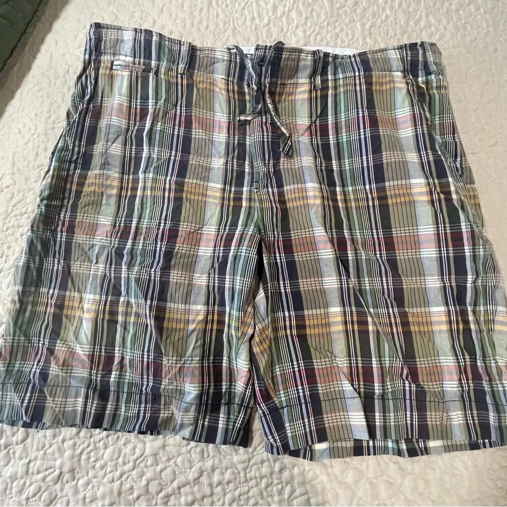 Polo by Ralph Lauren Mens Plaid‎ Green Navy Madras Shorts Size 44B